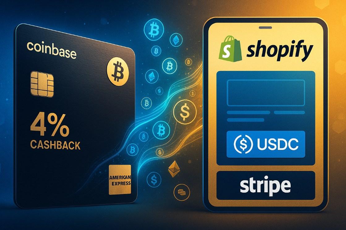 Coinbase and Amex Launch 4% BTC Credit Card, Stripe and USDC Join Shopify